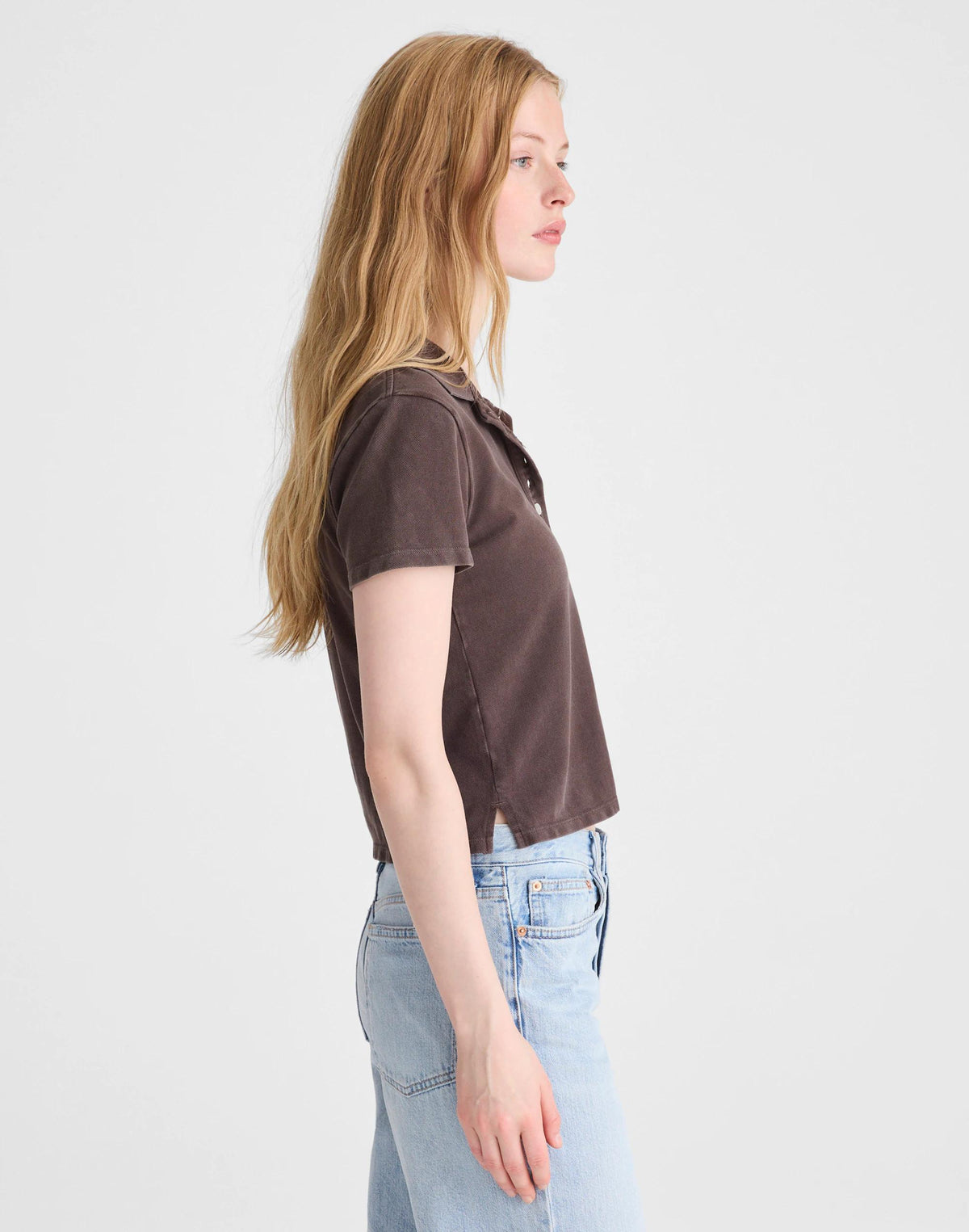 Shrunken Polo in Cotton Pique Dark Brown | Madewell