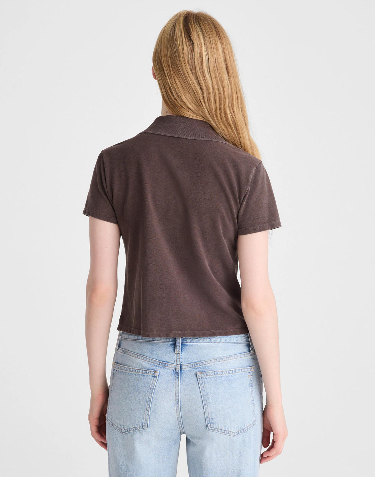 Shrunken Polo in Cotton Pique Dark Brown | Madewell