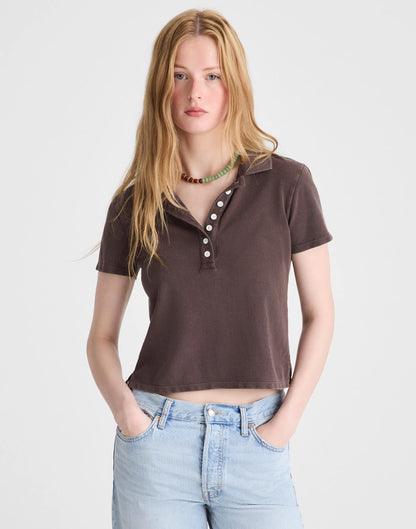 Shrunken Polo in Cotton Pique Dark Brown | Madewell