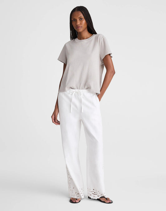 Embroidered Denim Pull-On Pants Tile White | Madewell