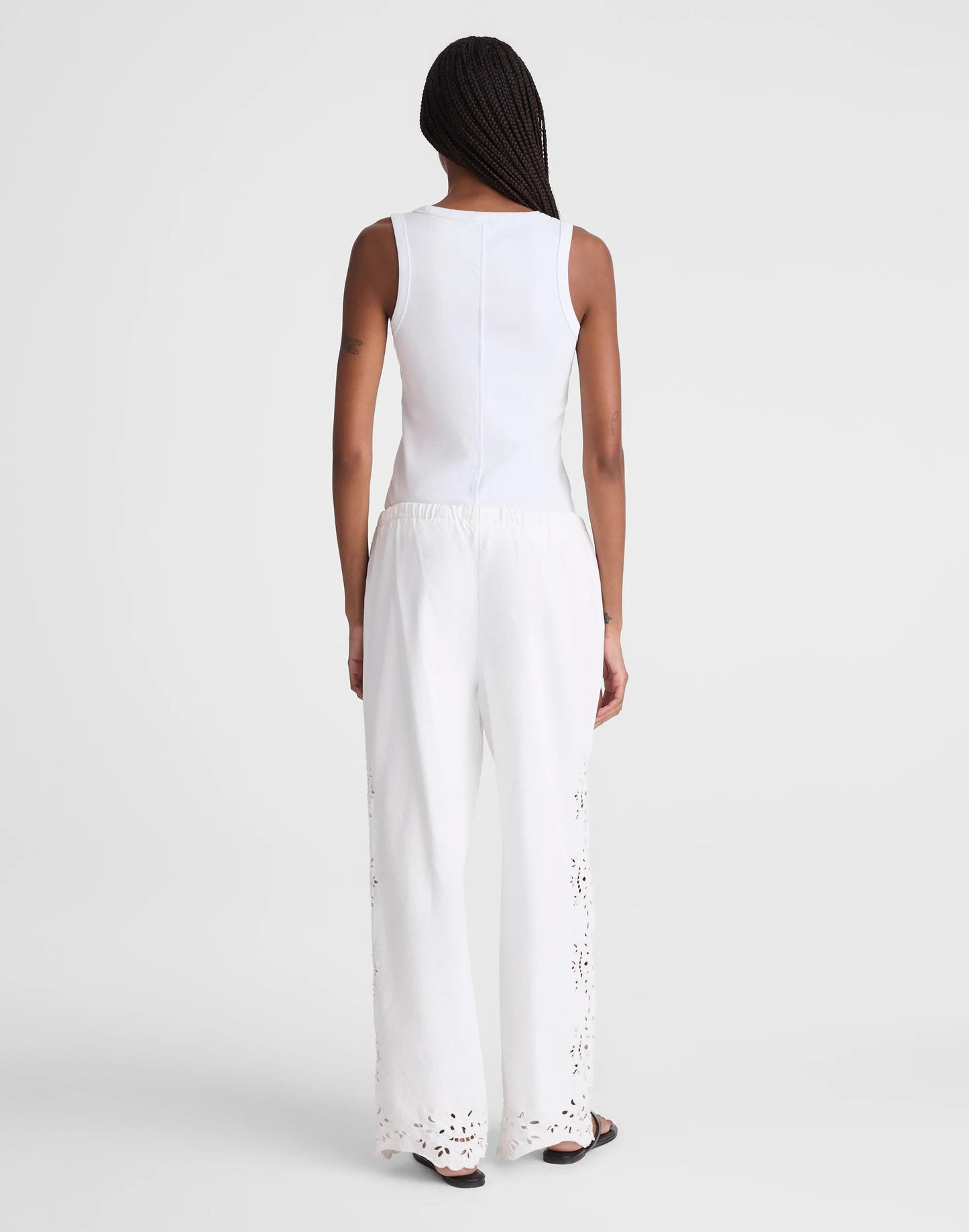 Embroidered Denim Pull-On Pants Tile White | Madewell