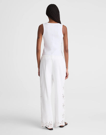 Embroidered Denim Pull-On Pants Tile White | Madewell