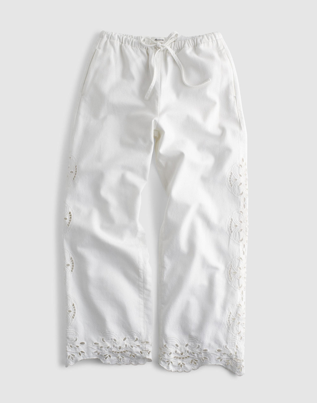 Embroidered Denim Pull-On Pants Tile White | Madewell