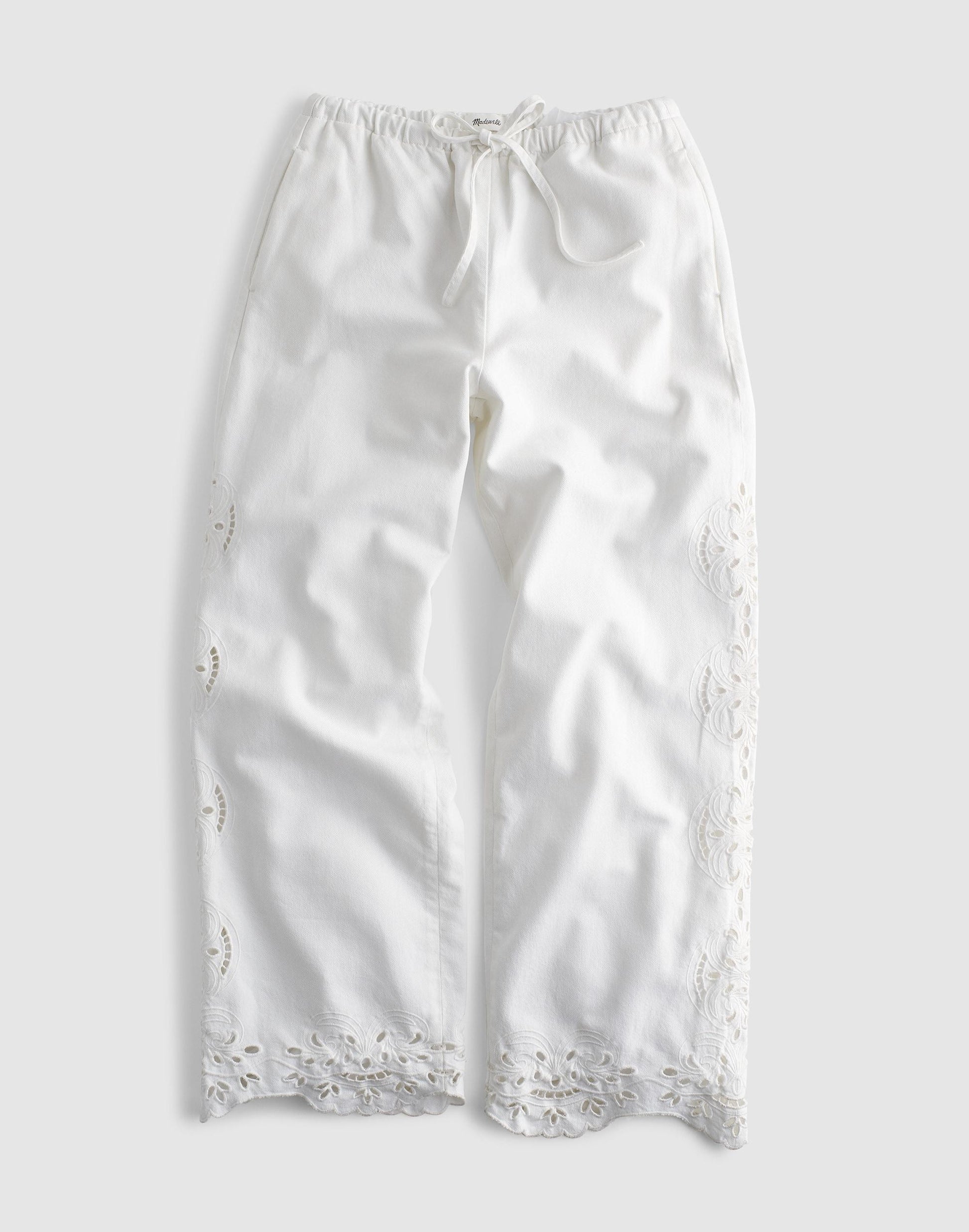 Embroidered Denim Pull-On Pants Tile White | Madewell