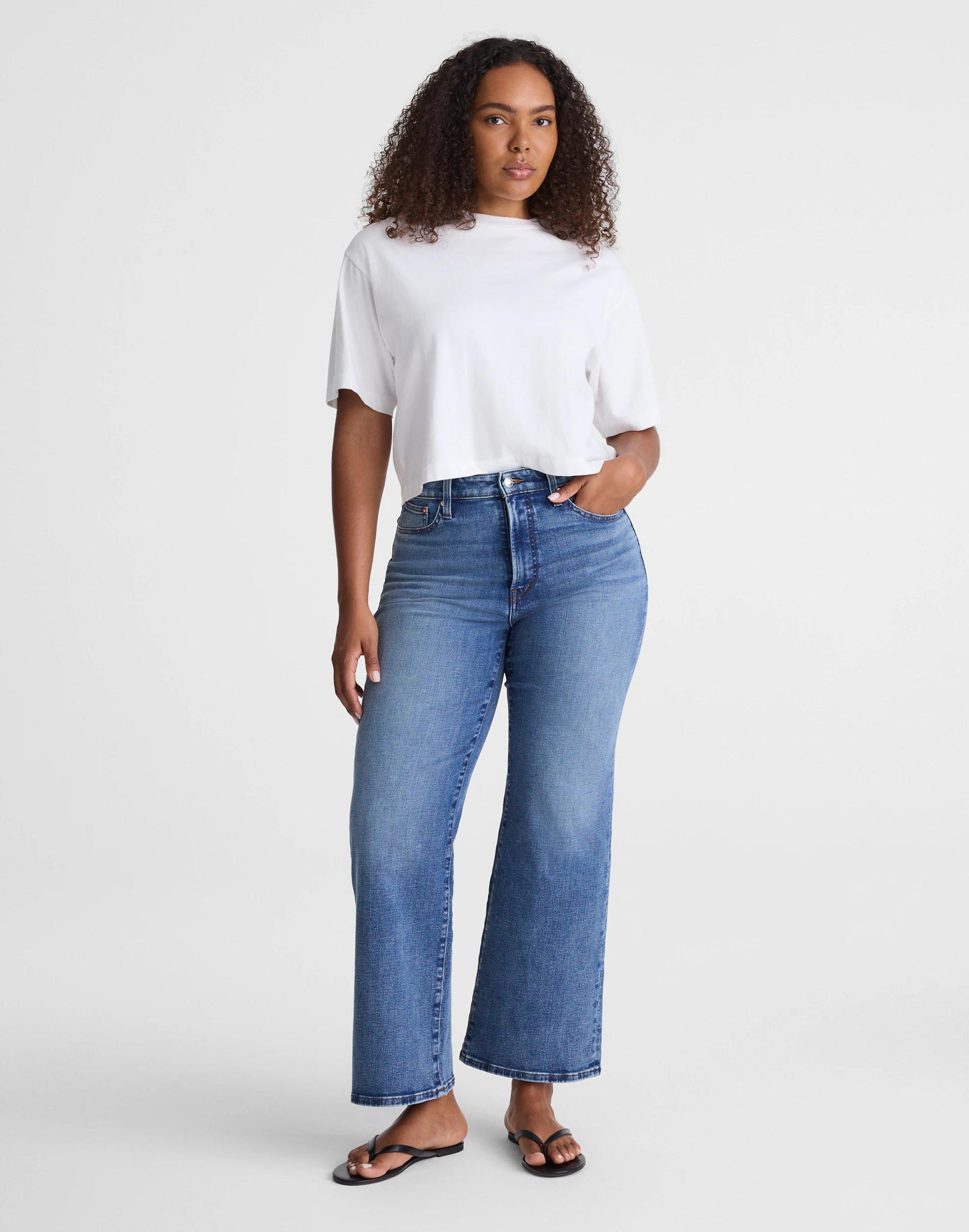 The Curvy Wide-Leg Crop Jean in Super Stretch Denim Oneida Wash | Madewell