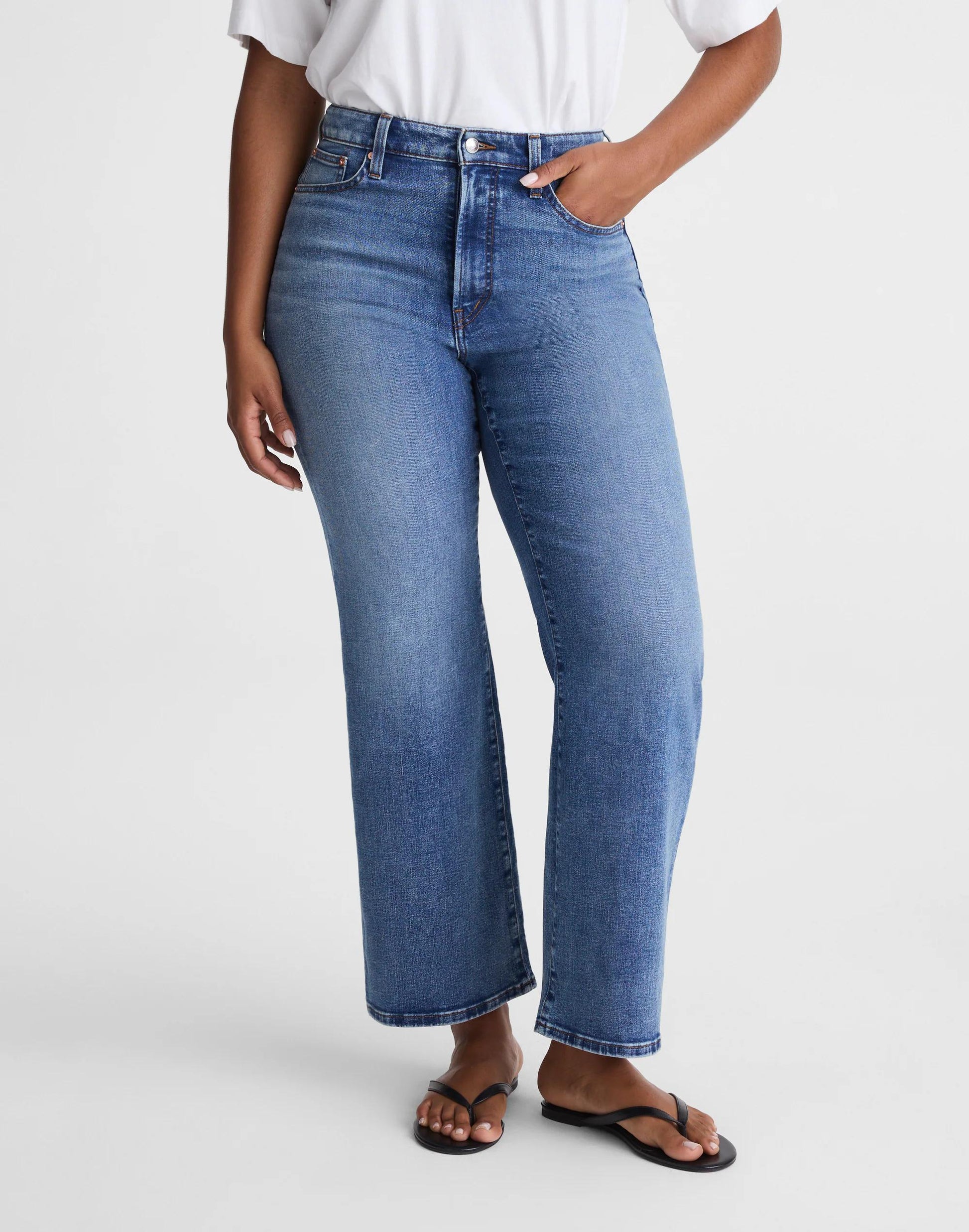 The Curvy Wide-Leg Crop Jean in Super Stretch Denim Oneida Wash | Madewell