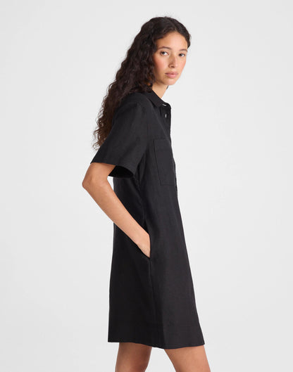 Relaxed Mini Shirtdress in 100% Linen Jet Black | Madewell