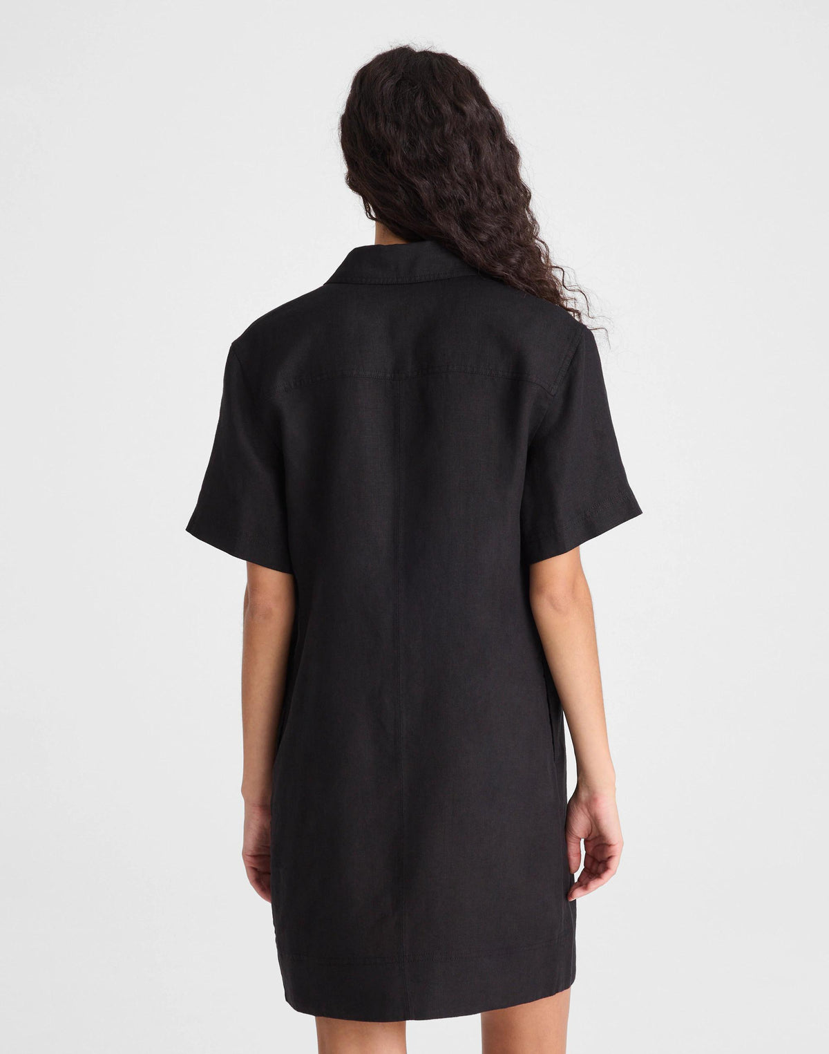 Relaxed Mini Shirtdress in 100% Linen Jet Black | Madewell