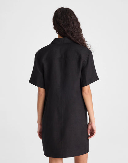 Relaxed Mini Shirtdress in 100% Linen Jet Black | Madewell