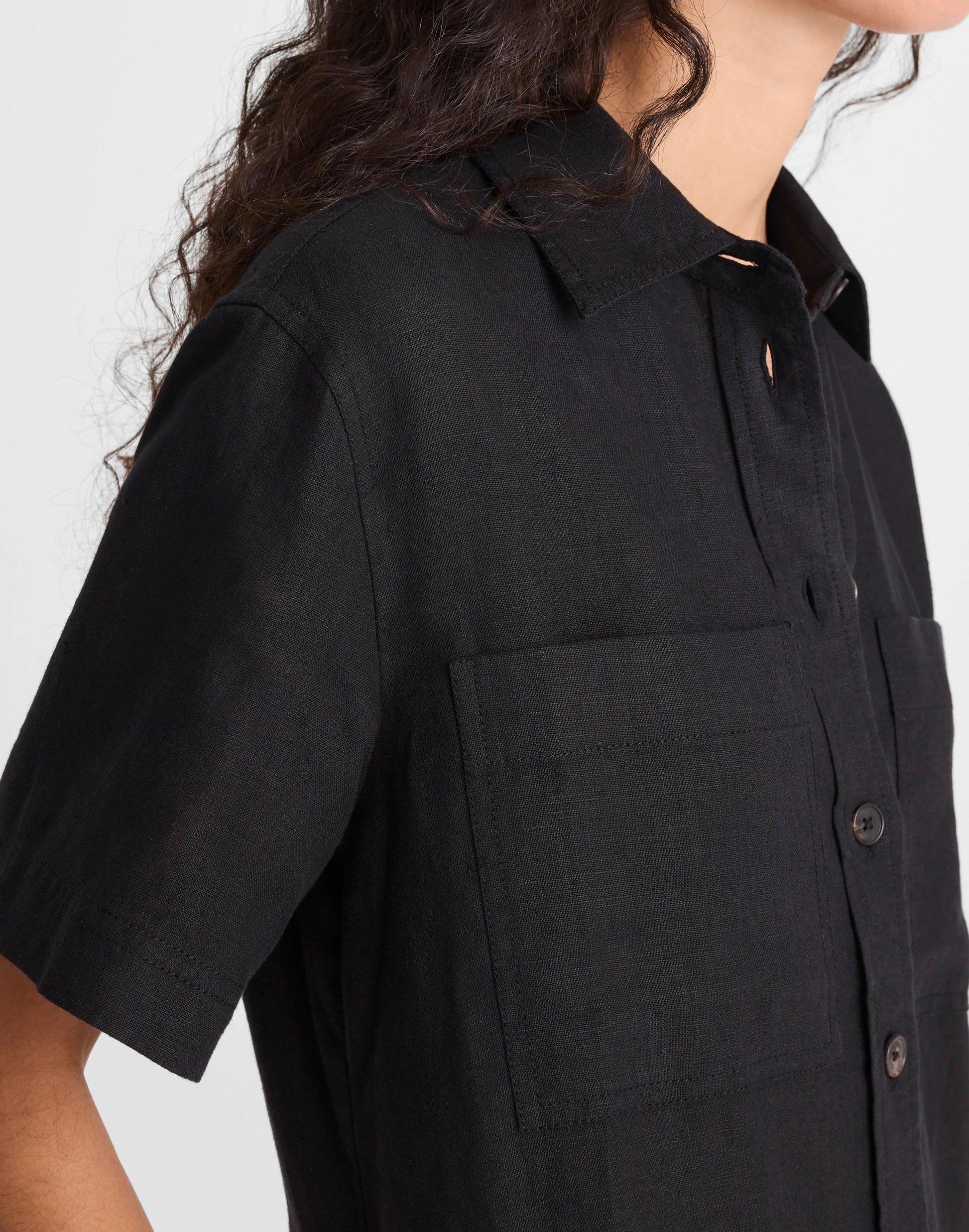 Relaxed Mini Shirtdress in 100% Linen Jet Black | Madewell