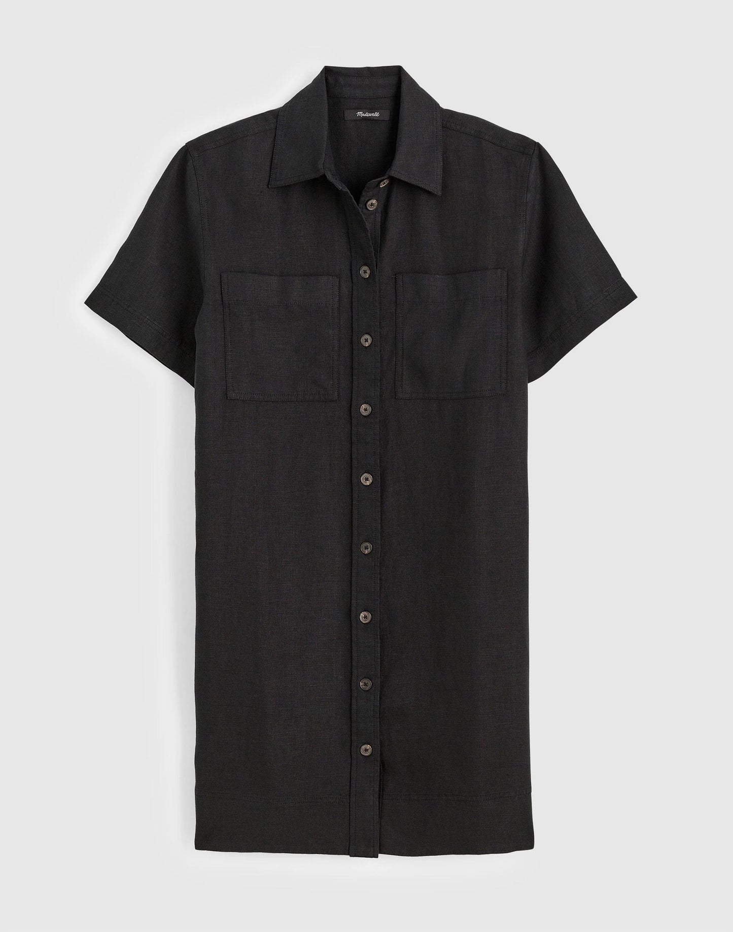 Relaxed Mini Shirtdress in 100% Linen Jet Black | Madewell