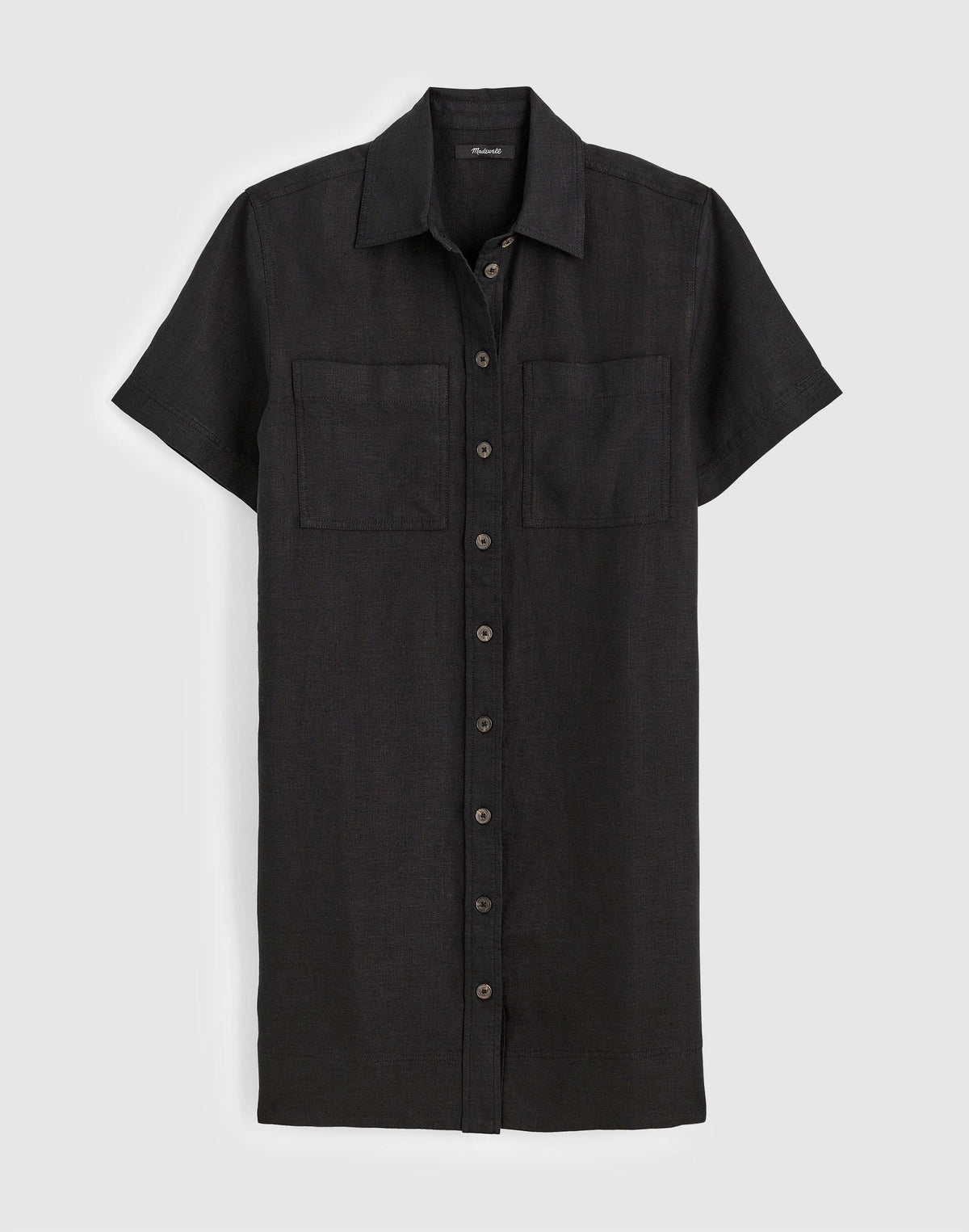Relaxed Mini Shirtdress in 100% Linen Jet Black | Madewell