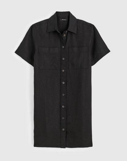 Relaxed Mini Shirtdress in 100% Linen Jet Black | Madewell
