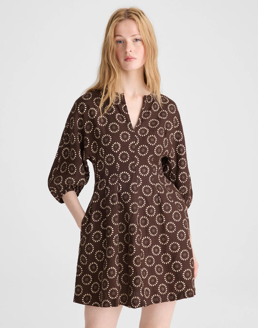 Splitneck Mini Dress Dark Brown | Madewell