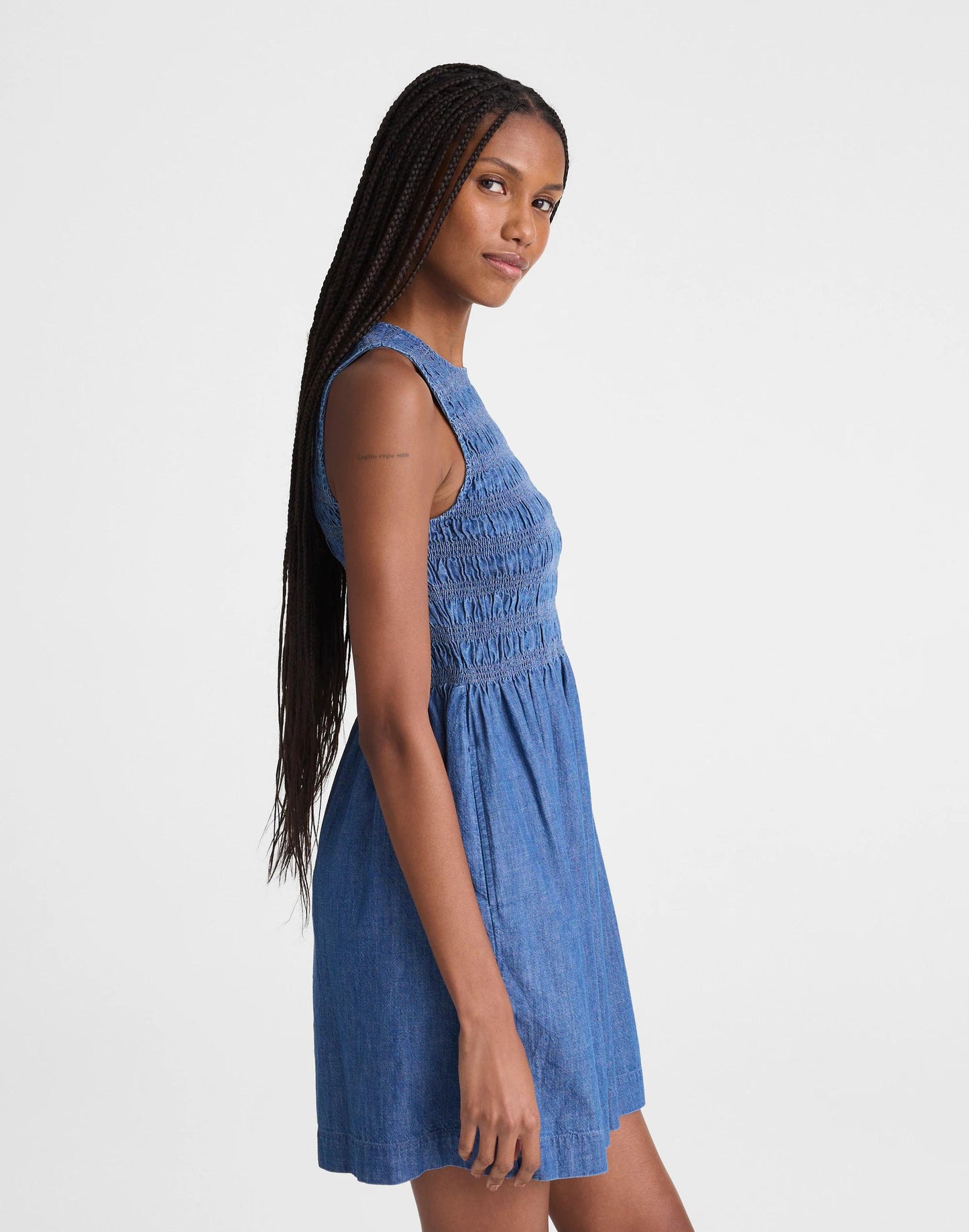 The Denim Melody Smocked Mini Dress Cove Wash | Madewell