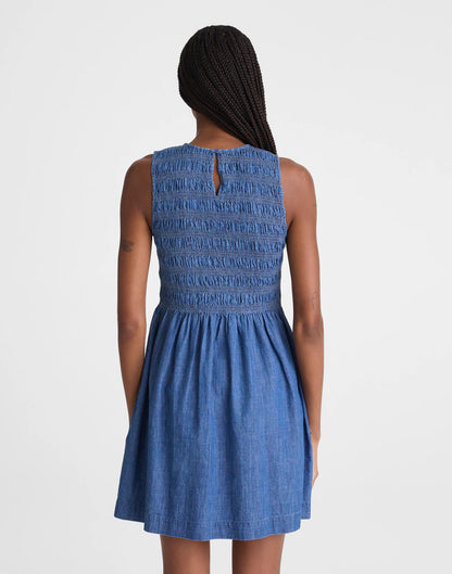 The Denim Melody Smocked Mini Dress Cove Wash | Madewell