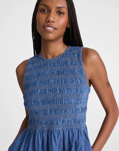 The Denim Melody Smocked Mini Dress Cove Wash | Madewell