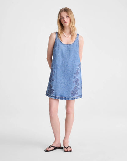 Denim Embroidered Mini Dress Worn Mid Indigo | Madewell