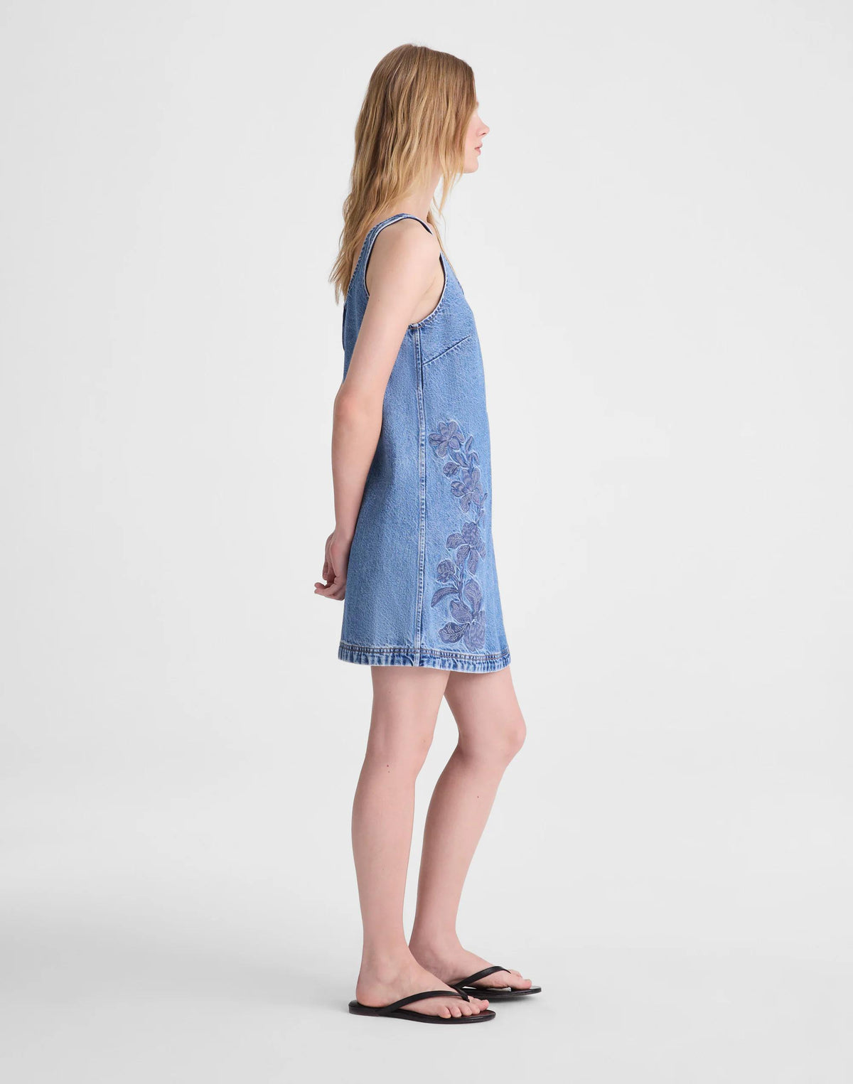 Denim Embroidered Mini Dress Worn Mid Indigo | Madewell