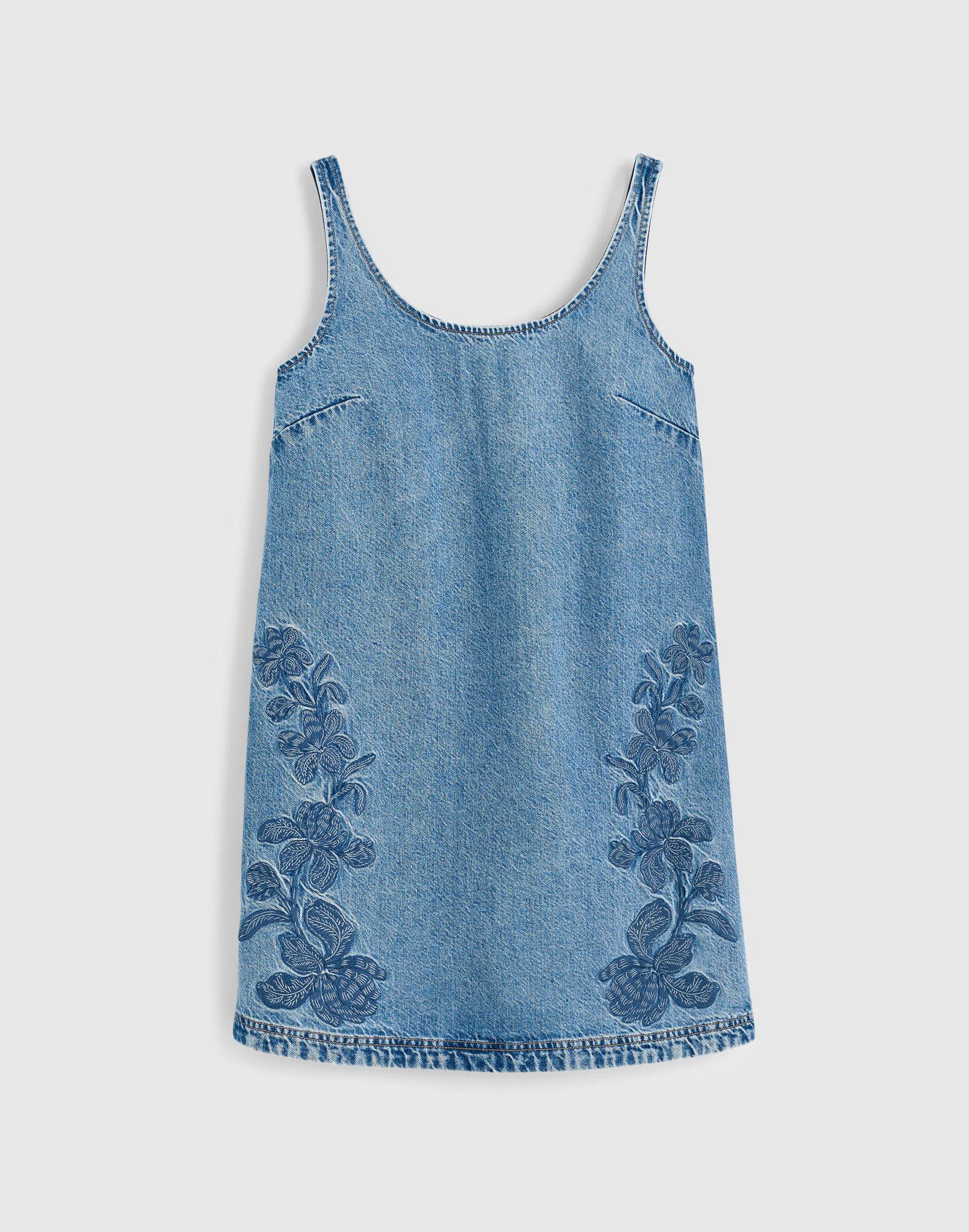 Denim Embroidered Mini Dress Worn Mid Indigo | Madewell