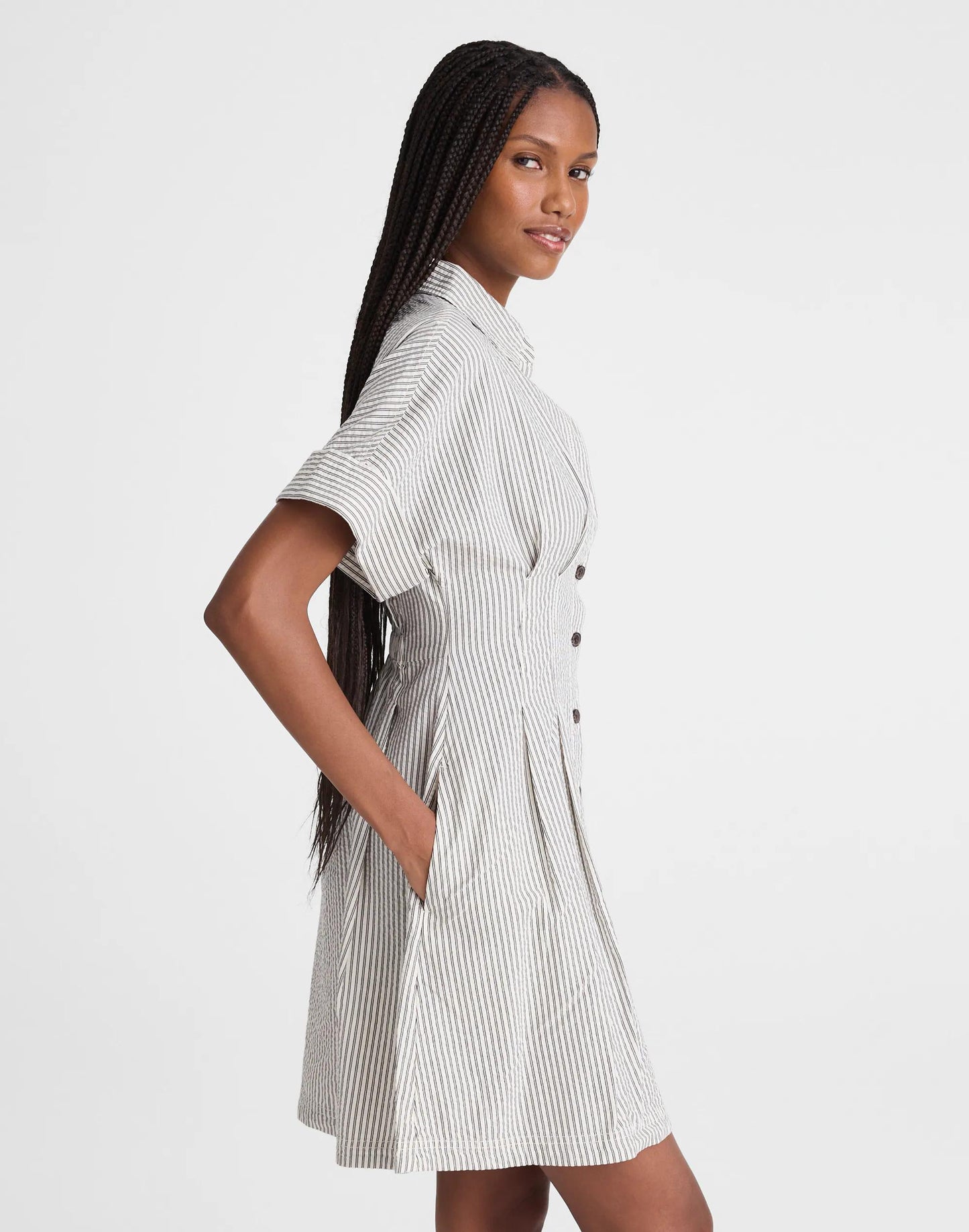 The Perry Mini Shirtdress Black Vintage Ivory Yarndye | Madewell