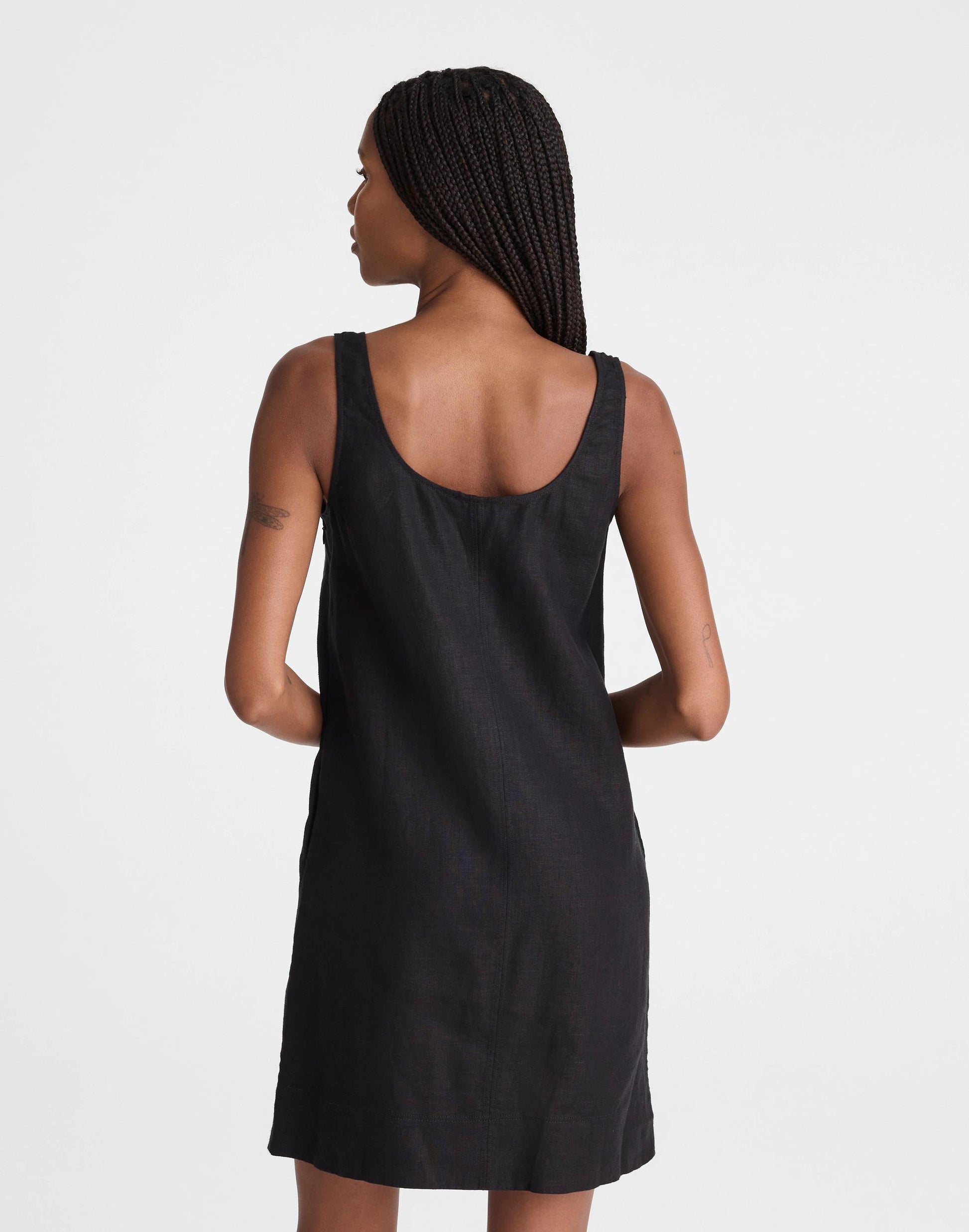 Scoopneck Mini Shift Dress in 100% Linen Jet Black | Madewell