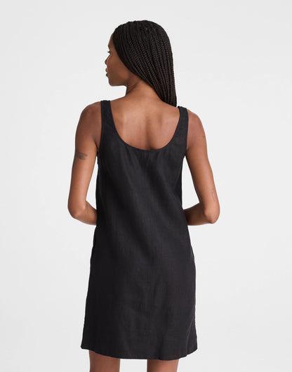Scoopneck Mini Shift Dress in 100% Linen Jet Black | Madewell