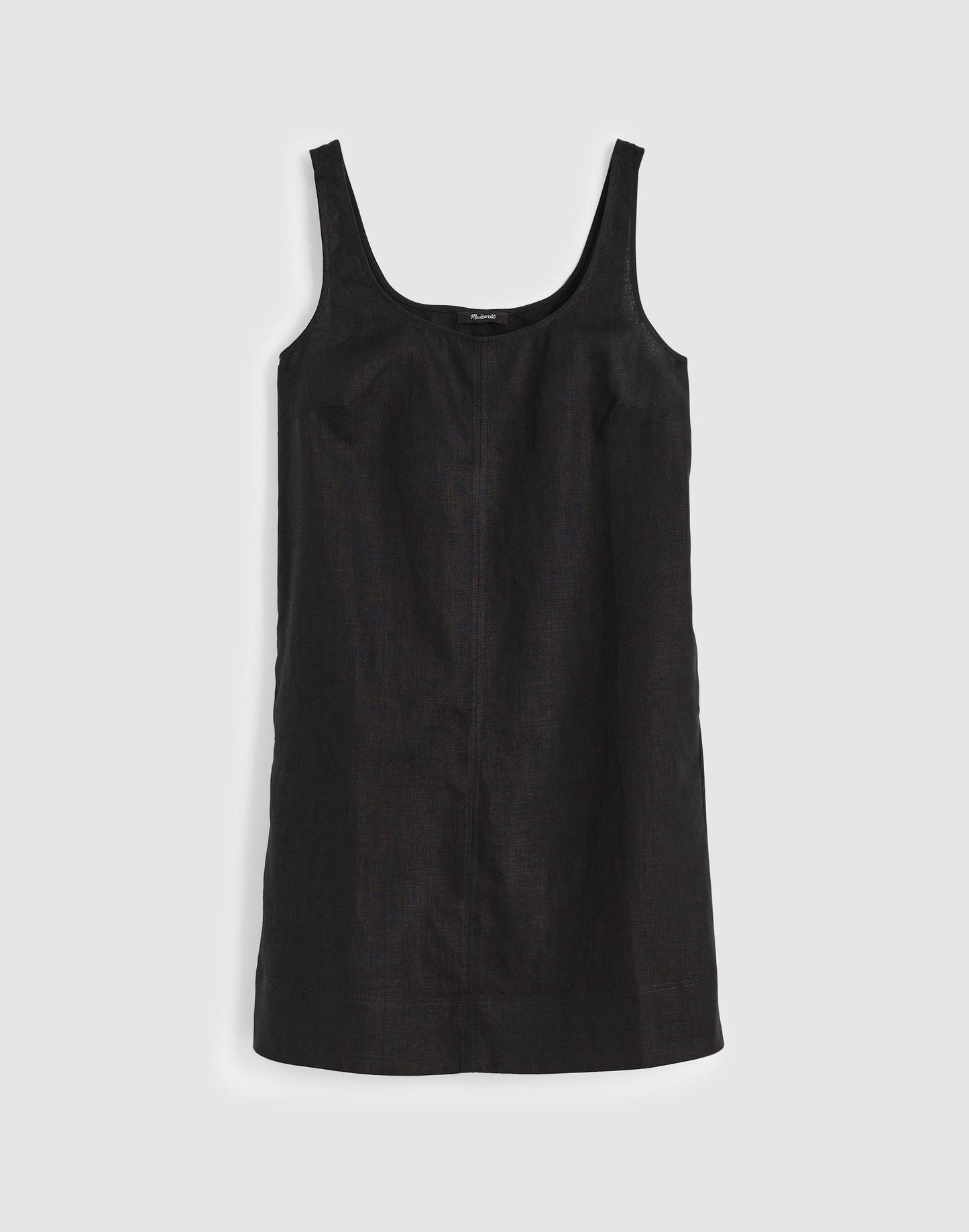 Scoopneck Mini Shift Dress in 100% Linen Jet Black | Madewell