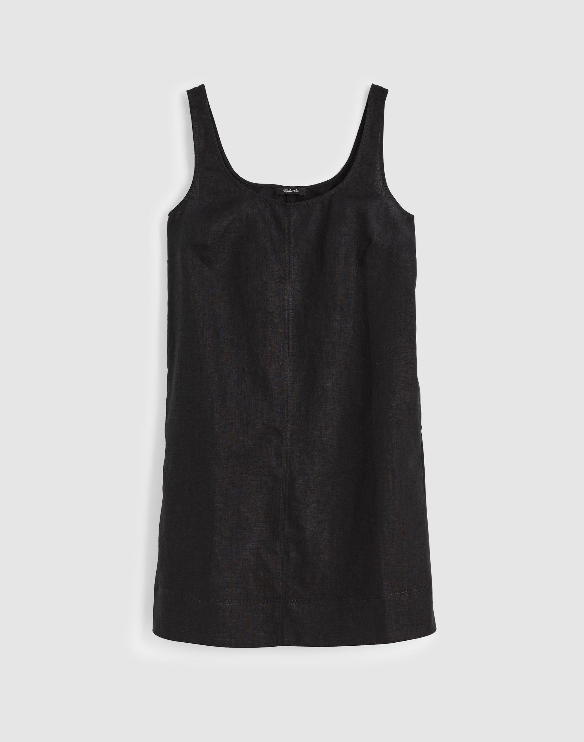 Scoopneck Mini Shift Dress in 100% Linen Jet Black | Madewell