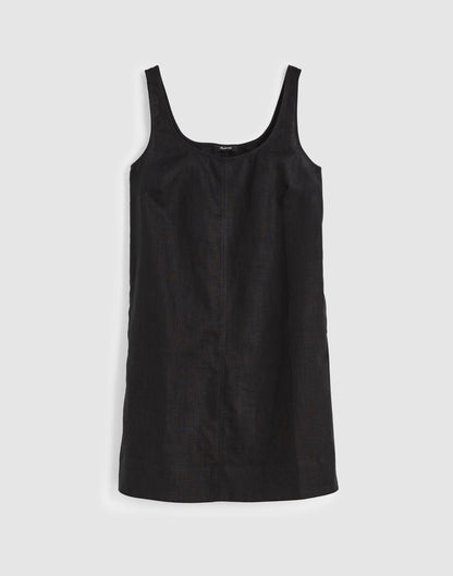 Scoopneck Mini Shift Dress in 100% Linen Jet Black | Madewell
