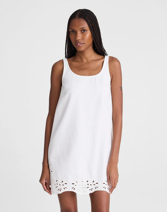 Denim Eyelet Mini Shift Dress Tile White | Madewell