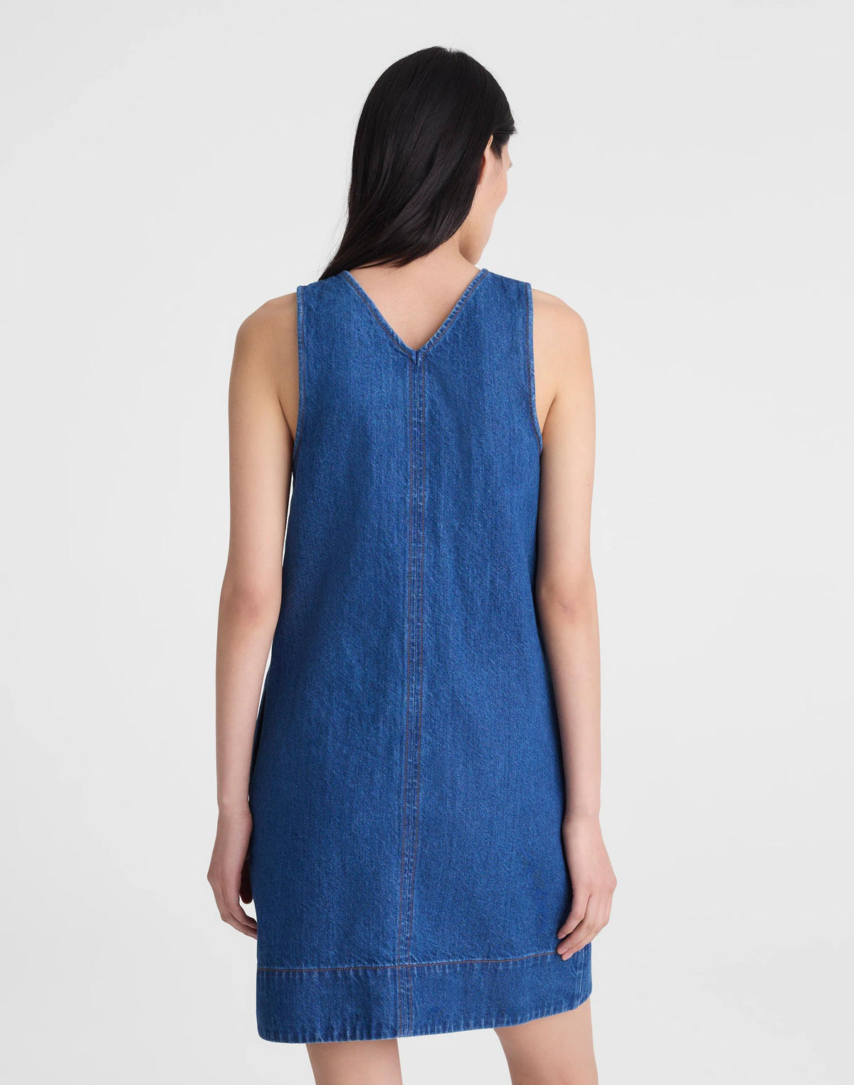 Denim V-Neck Sleeveless Mini Dress Marina Blue | Madewell