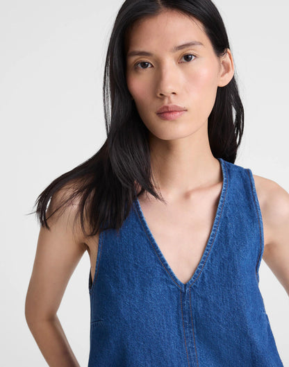 Denim V-Neck Sleeveless Mini Dress Marina Blue | Madewell