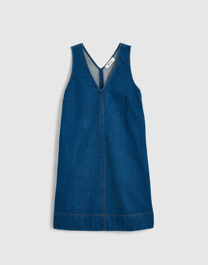 Denim V-Neck Sleeveless Mini Dress Marina Blue | Madewell
