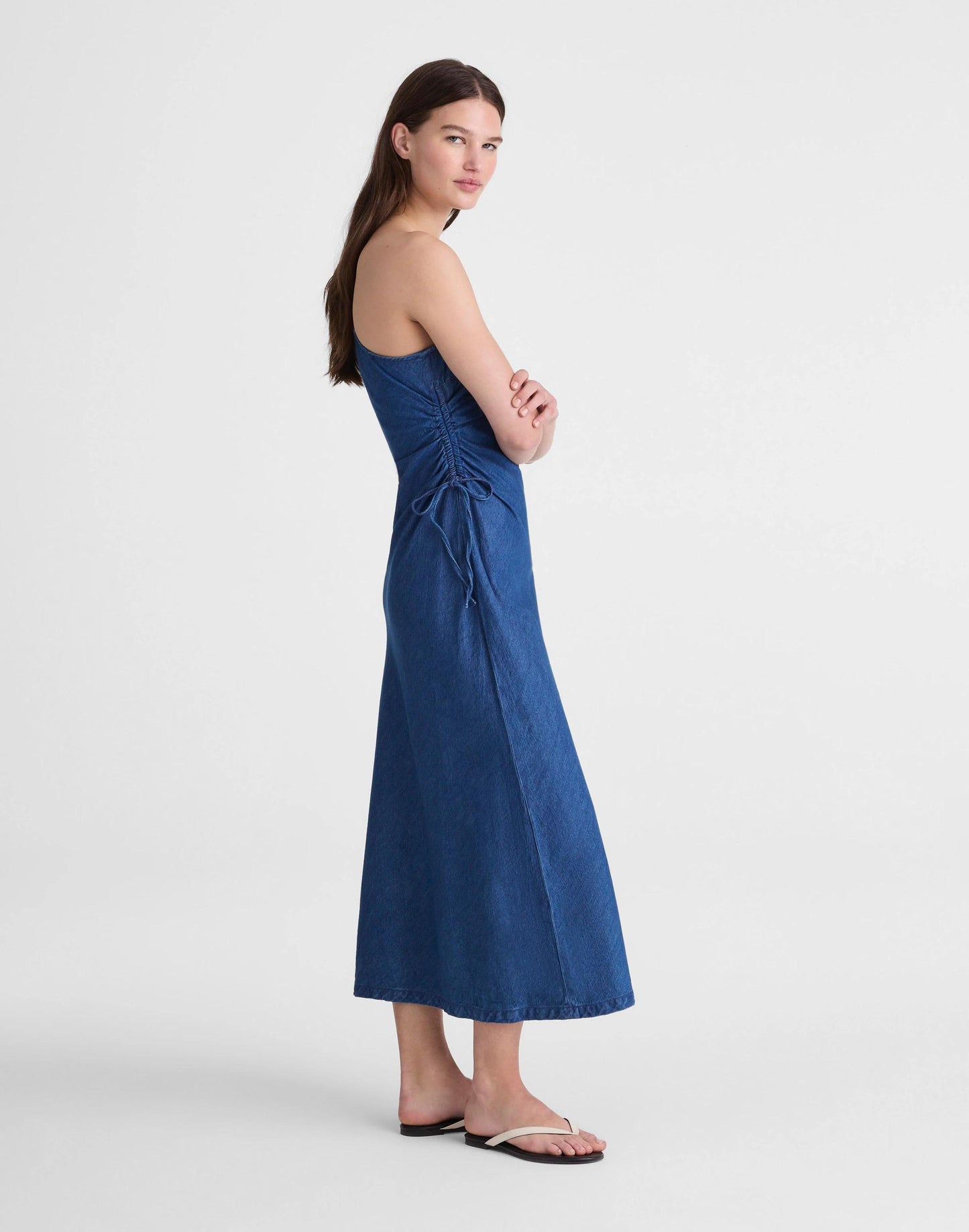 Denim One-Shoulder Maxi Dress Marina Blue | Madewell