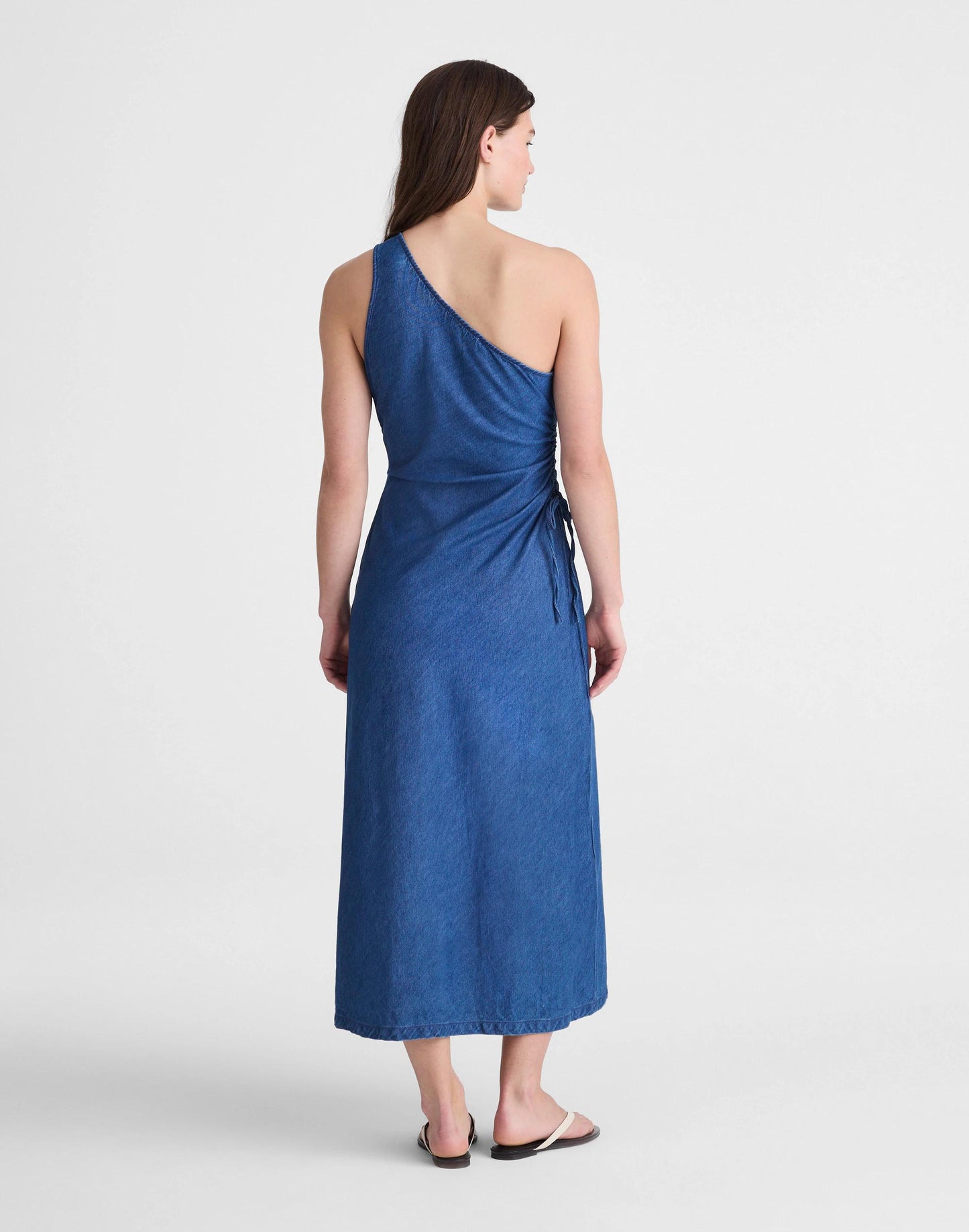 Denim One-Shoulder Maxi Dress Marina Blue | Madewell