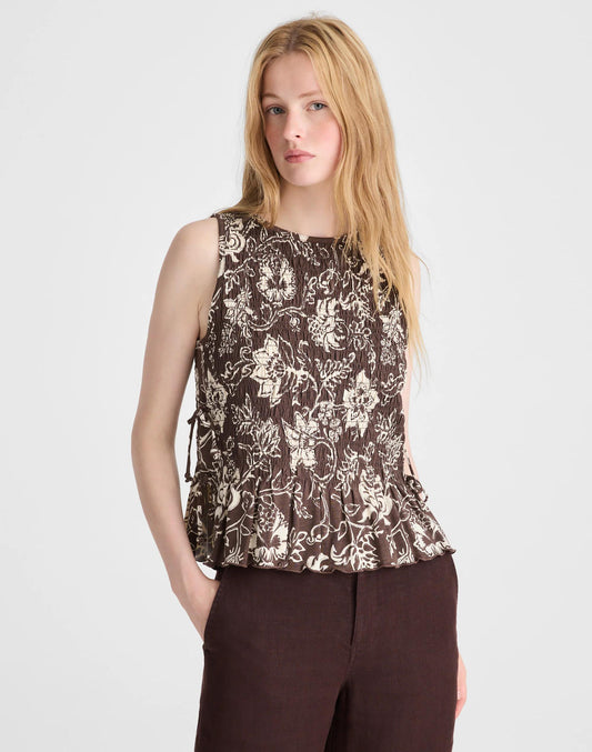 Side-Tie Smocked Tank Dark Brown | Madewell