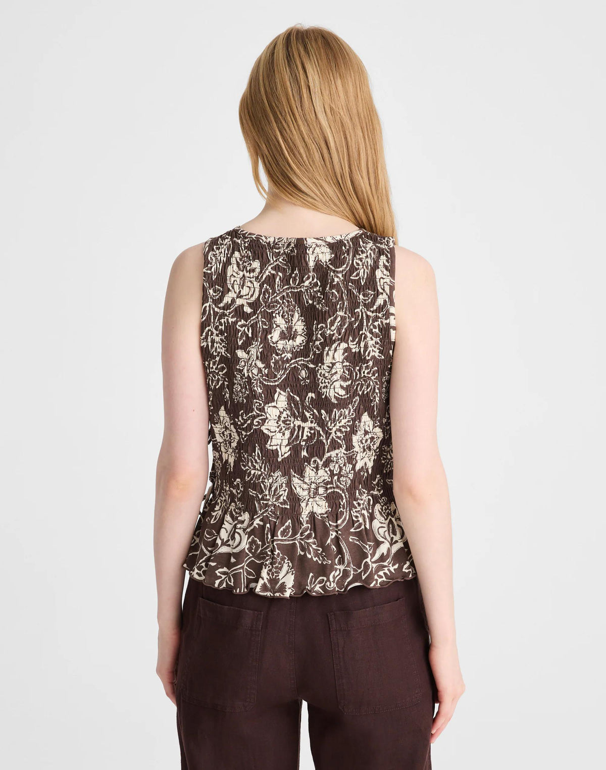 Side-Tie Smocked Tank Dark Brown | Madewell