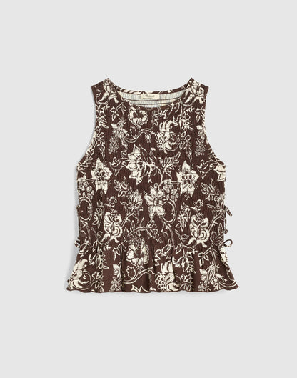 Side-Tie Smocked Tank Dark Brown | Madewell