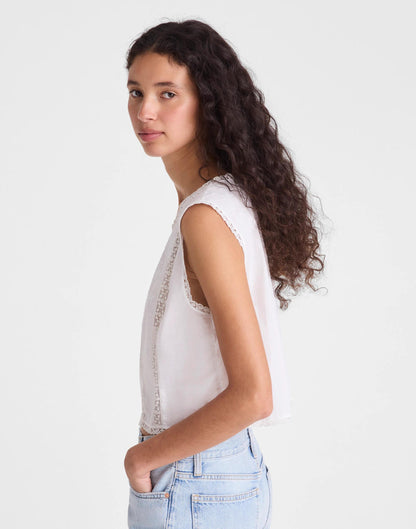 Embroidered Lace-Insert Top White | Madewell