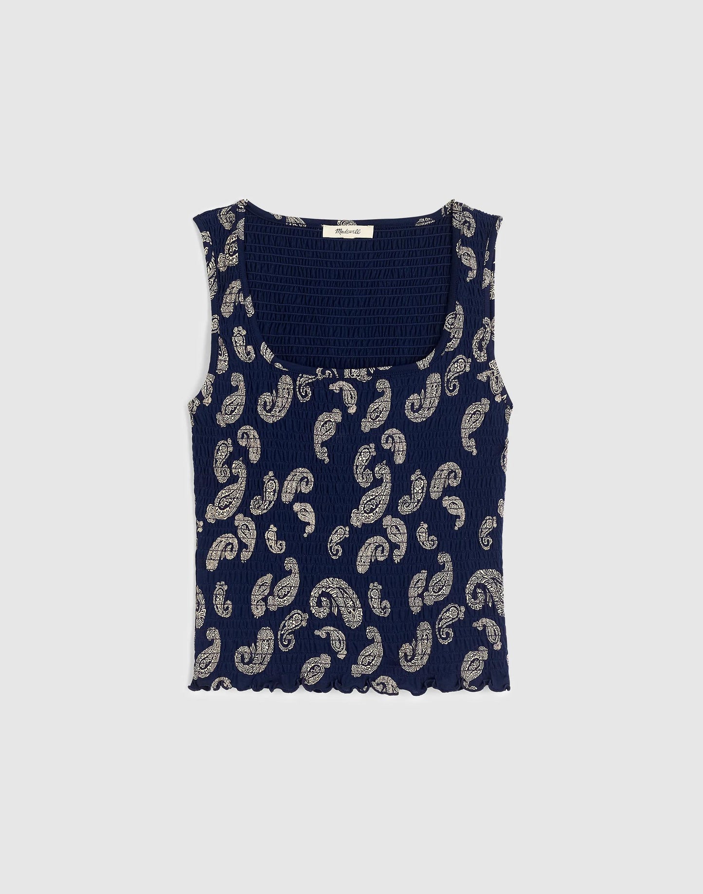 Madewell x Shopbop Smocked Squareneck Tank Tossed Paisley Midnight | Madewell
