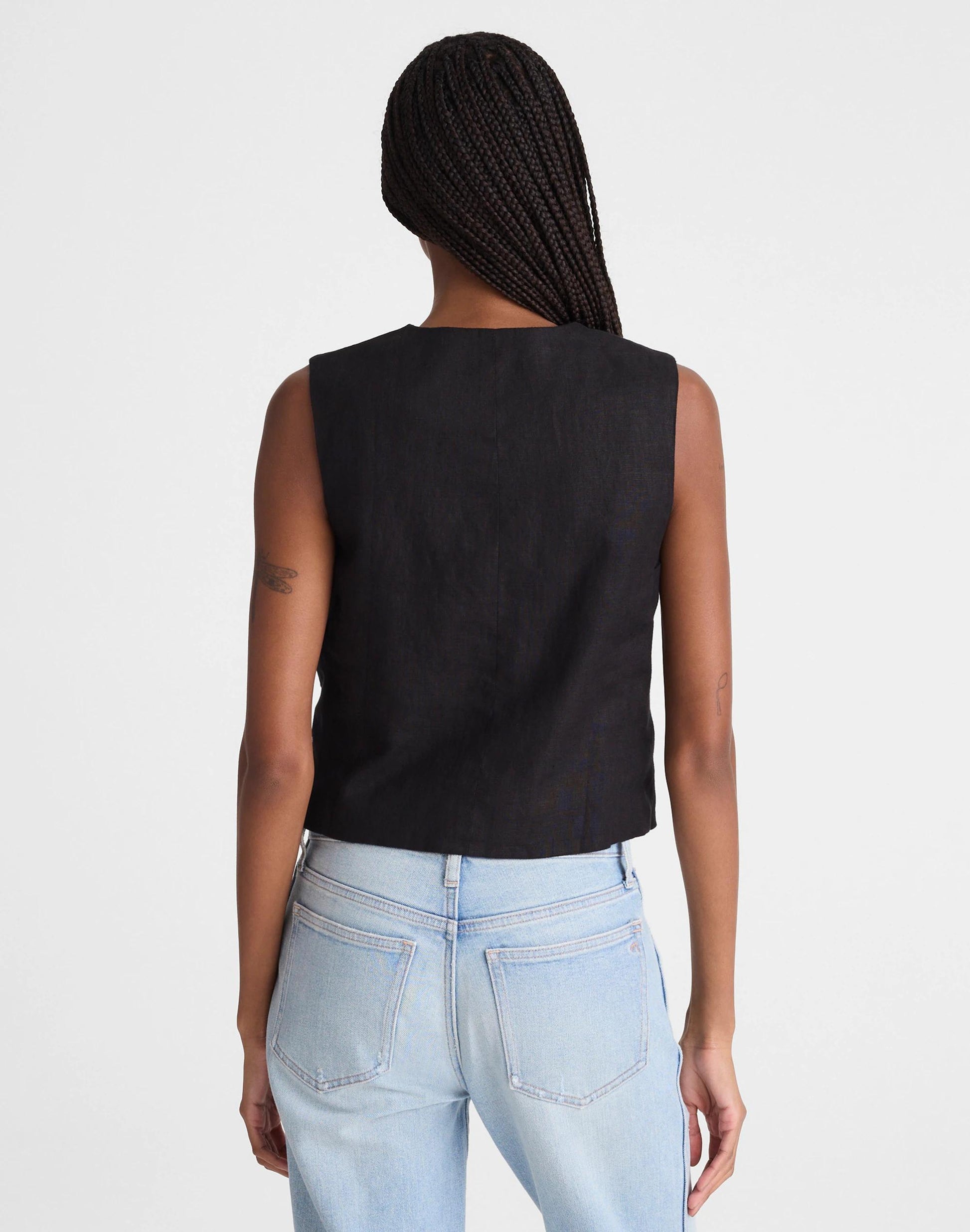 Button-Front Shell Top in 100% Linen Jet Black | Madewell