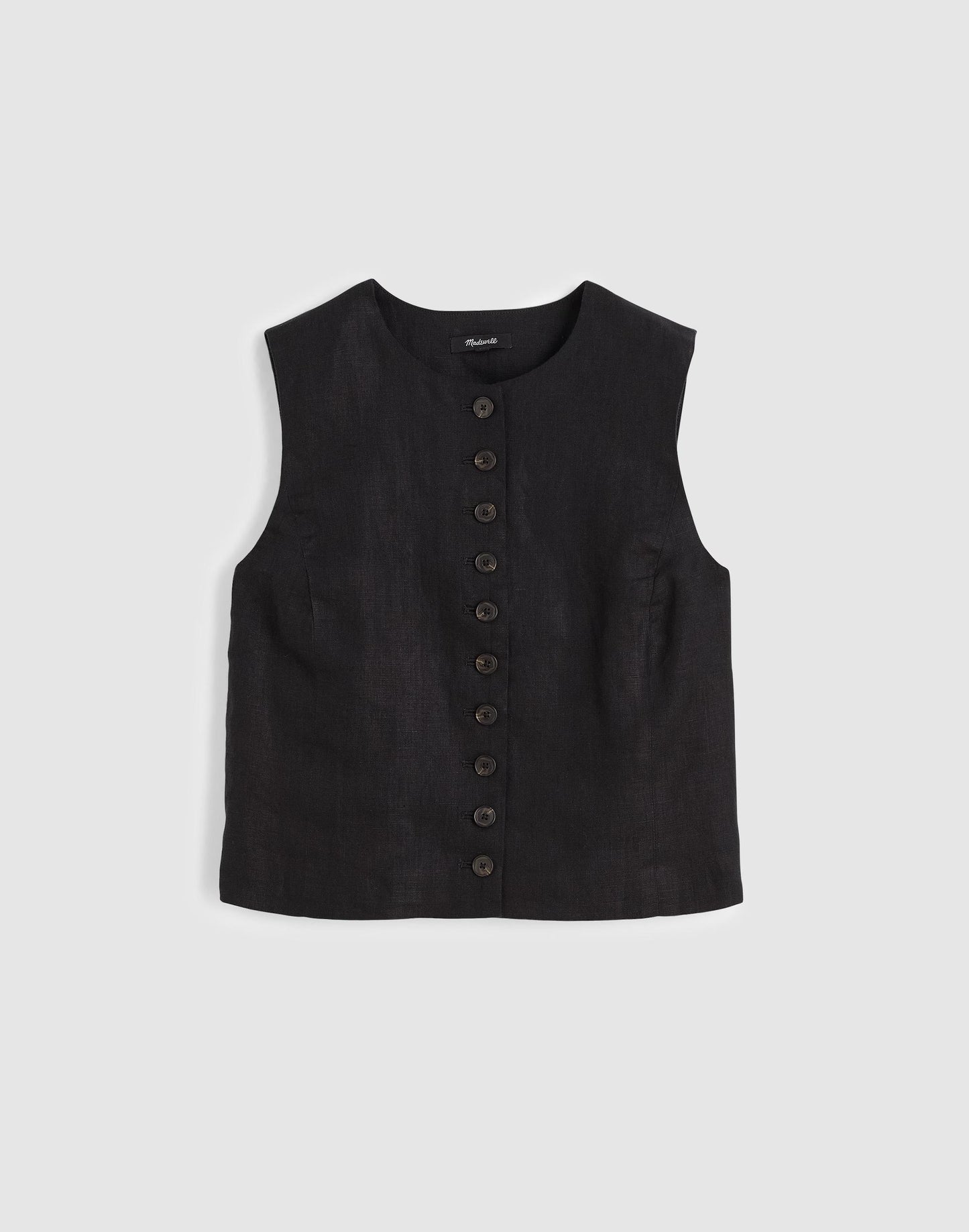 Button-Front Shell Top in 100% Linen Jet Black | Madewell