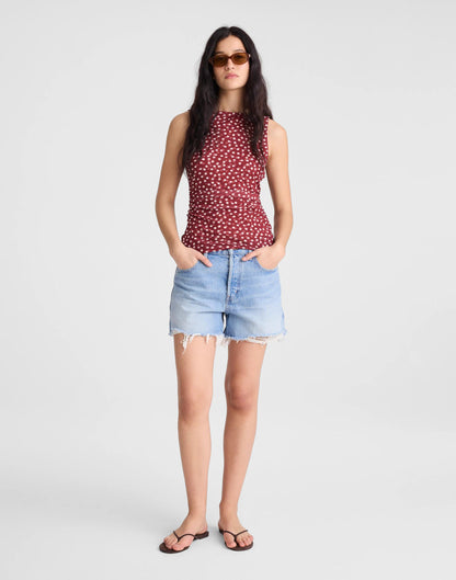 Cinched Double-Layered Mesh Top Red Currant | Madewell