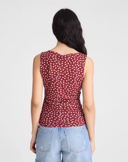 Cinched Double-Layered Mesh Top Red Currant | Madewell