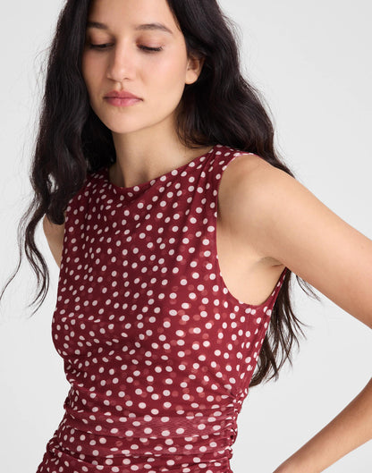 Cinched Double-Layered Mesh Top Red Currant | Madewell