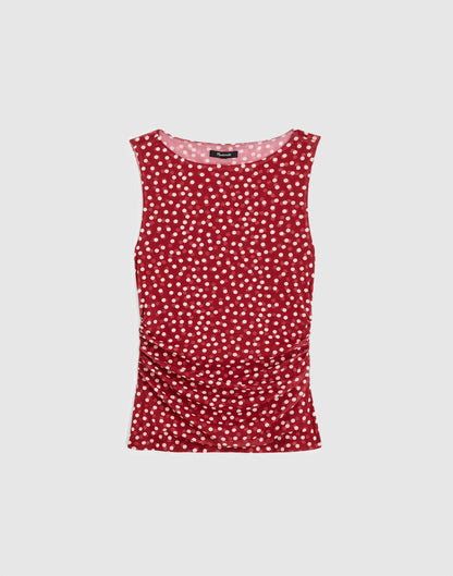 Cinched Double-Layered Mesh Top Red Currant | Madewell