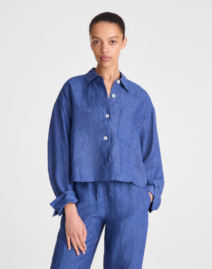 Straight-Hem Shirt in 100% Linen Indigo Chambray | Madewell