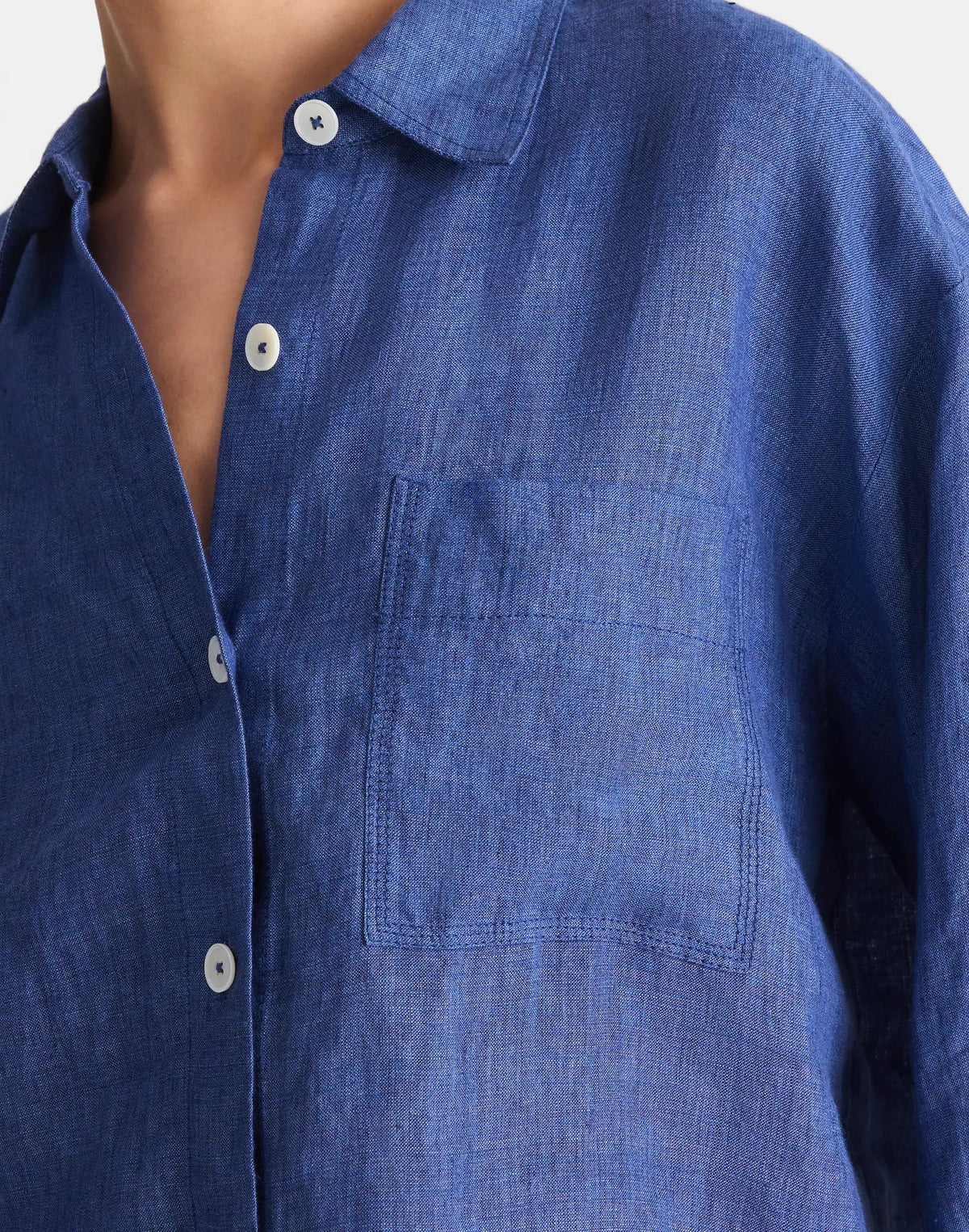 Straight-Hem Shirt in 100% Linen Indigo Chambray | Madewell