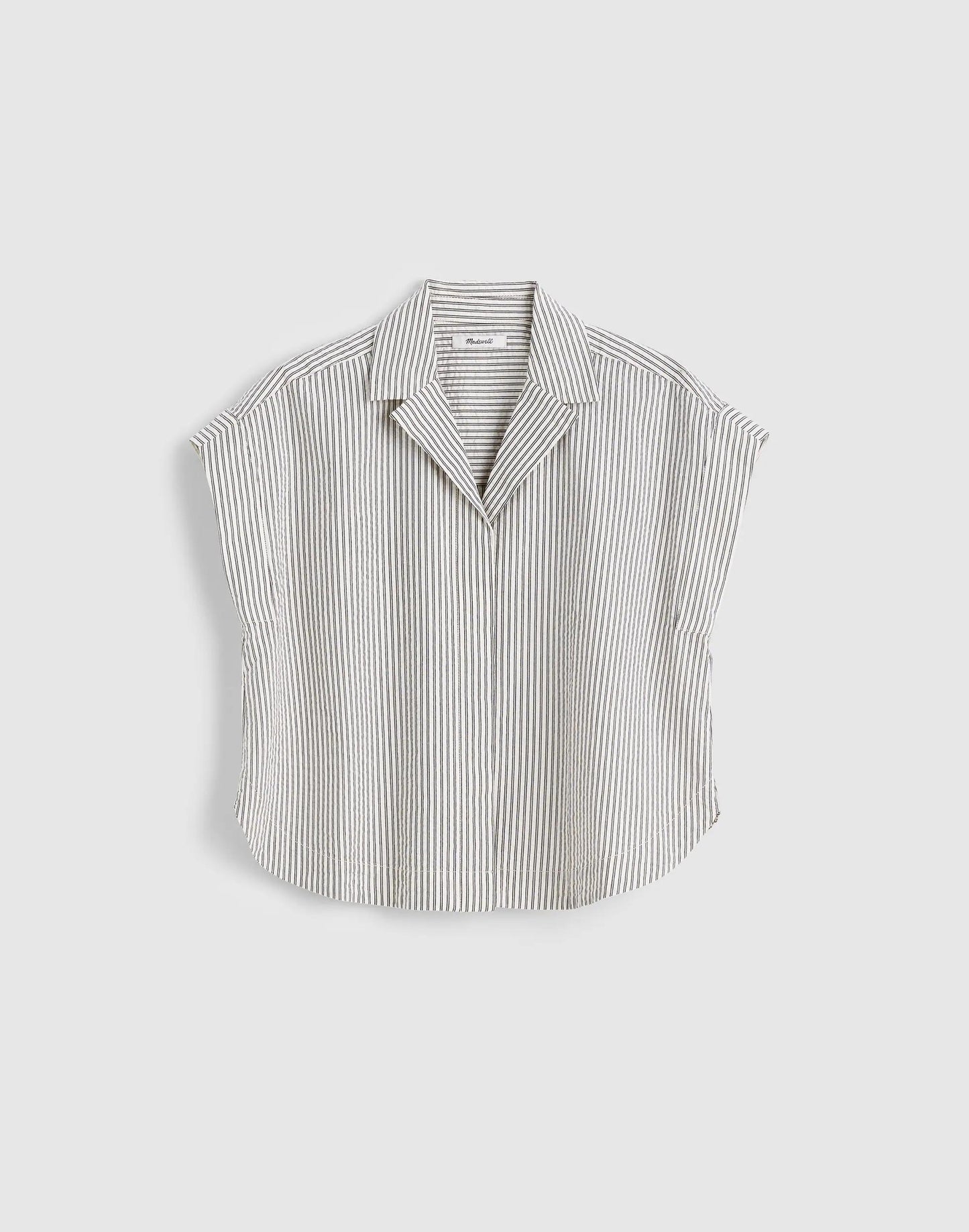 Notch-Collar Popover Shirt Black Vintage Ivory Yarndye | Madewell